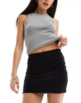 Черная двухслойная хлопковая мини-юбка ASOS DESIGN