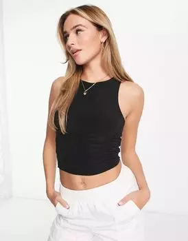 Черная двухслойная майка с борцовкой на спине ASOS