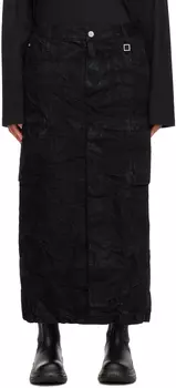 Черная джинсовая длинная юбка с жатым эффектом Wooyoungmi