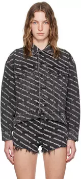 Черная джинсовая куртка с принтом и логотипом Falling Back Alexander Wang