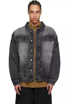 Черная джинсовая куртка с ручной вышивкой Glass Cypress