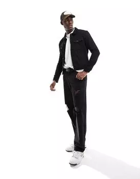 Черная джинсовая куртка скинни ASOS