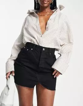 Черная джинсовая мини-юбка \"original\" ASOS DESIGN Hourglass
