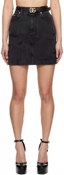 Черная джинсовая мини-юбка с эффектом потертости Dolce & Gabbana