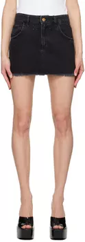 Черная джинсовая мини-юбка с украшением Blumarine