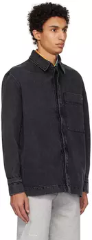 Черная джинсовая рубашка с эффектом потертости tudes