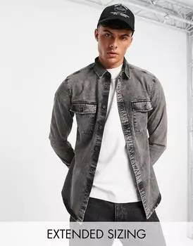 Черная джинсовая рубашка скинни ASOS DESIGN