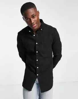 Черная джинсовая рубашка скинни стрейч ASOS DESIGN