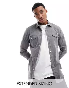 Черная джинсовая рубашка скинни в стиле вестерн ASOS DESIGN