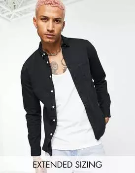 Черная джинсовая рубашка узкого кроя ASOS DESIGN