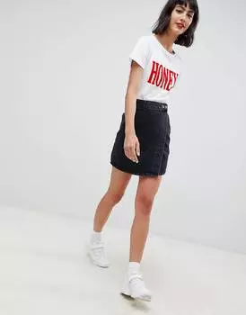 Черная джинсовая юбка ASOS DESIGN