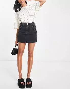 Черная джинсовая юбка-бумага Topshop Paperbag