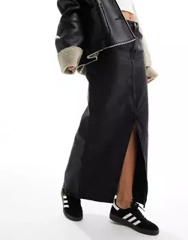 Черная джинсовая юбка макси Mango