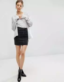 Черная джинсовая юбка с завышенной талией ASOS DESIGN original