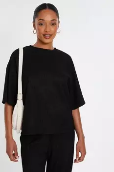 Черная фактурная футболка QUIZ Clothing
