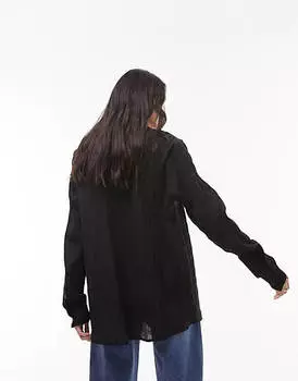Черная фактурная рубашка Topshop