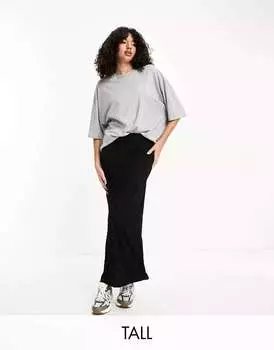 Черная фактурная юбка миди стрейч Vero Moda