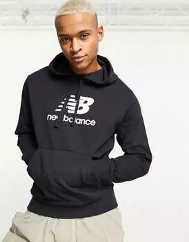 Черная флисовая худи с логотипом New Balance Essentials