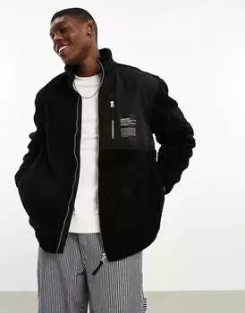 Черная флисовая куртка на молнии Dr Denim Ethan borg