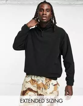 Черная флисовая толстовка оверсайз с молнией до половины ASOS DESIGN