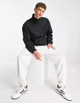 Черная флисовая толстовка с молнией до половины adidas Originals Adicolor Contempo