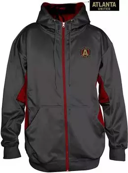 Черная флисовая толстовка с молнией во всю длину MLS Big & Tall Atlanta United Profile Varsity