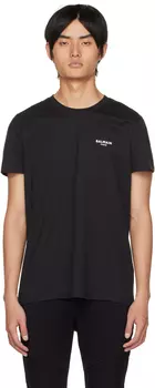 Черная флокированная футболка Balmain