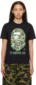 Черная футболка ABC Camo BAPE, Black x green