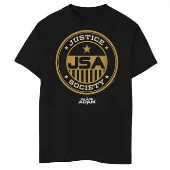 Черная футболка Adam Justice Society JSA для мальчиков 8–20 лет с графическим рисунком и логотипом Licensed Character