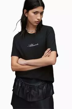 Черная футболка AllSaints Vita с вырезом бойфренда All Saints, черный