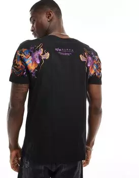 Черная футболка Alpha с принтом дракона Alpha Industries
