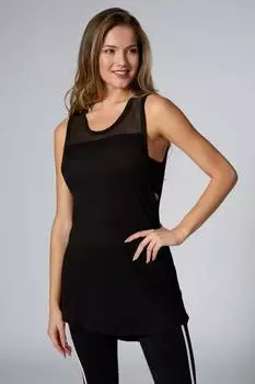 Черная футболка без рукавов удлиненного кроя и сеткой Pineapple, черный