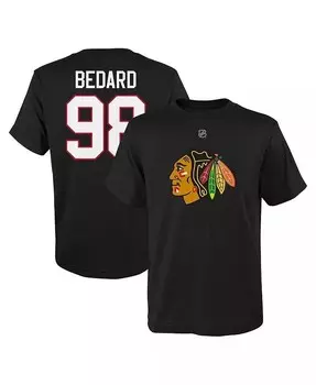 Черная футболка Big Boys Connor Bedard Chicago Blackhawks с именем и номером игрока Outerstuff, черный