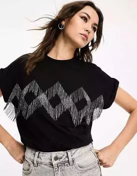 Черная футболка бойфренда AllSaints Zaniah Imogen