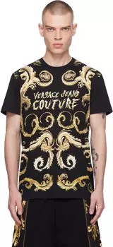 Черная футболка Chromo Couture Slim-Fit Versace Jeans Couture