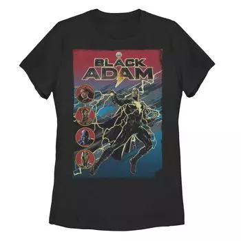 Черная футболка DC Comics для юниоров с плакатом Adam Lightning Adam & JSA Licensed Character