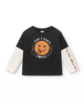 Черная футболка для мальчика с длинными рукавами Charanga, черный