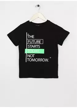 Черная футболка для мальчиков с круглым вырезом и короткими рукавами с принтом 23SAB-85 Aeropostale, черный