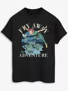 Черная футболка для взрослых NW2 Disney Peter Pan Fly со слоганом George., черный