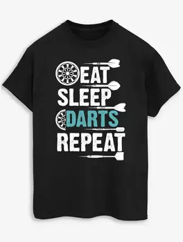 Черная футболка для взрослых NW2 Eat Sleep Darts со слоганом George., черный