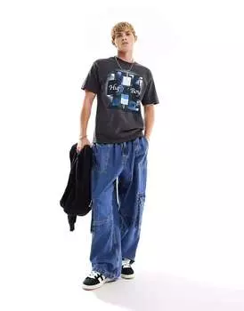 Черная футболка HUF Boyz с принтом на груди