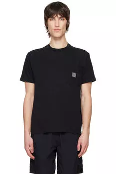 Черная футболка из органического хлопкового джерси с эффектом Fissato Stone Island