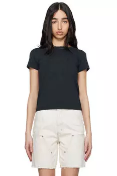 Черная футболка из плотного хлопкового джерси MM6 Maison Margiela
