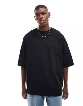 Черная футболка из плотной ткани ASOS DESIGN Essential плотностью 240 г/м очень большого размера