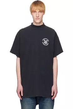 Черная футболка Key Crest Vintage Jersey Oversize Balenciaga