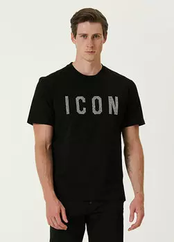 Черная футболка классического кроя icon Dsquared2