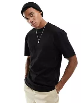 Черная футболка классического кроя River Island