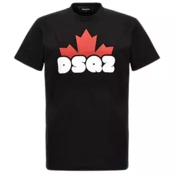Черная футболка классного кроя с фирменным логотипом Maple Leaf Dsquared2, черный