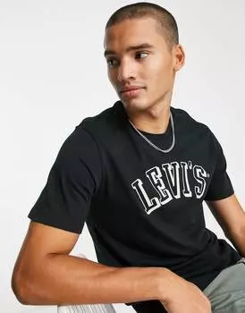 Черная футболка Levi's с университетским логотипом