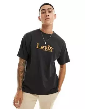 Черная футболка Levi's с логотипом в центре ретро, эксклюзивно для ASOS